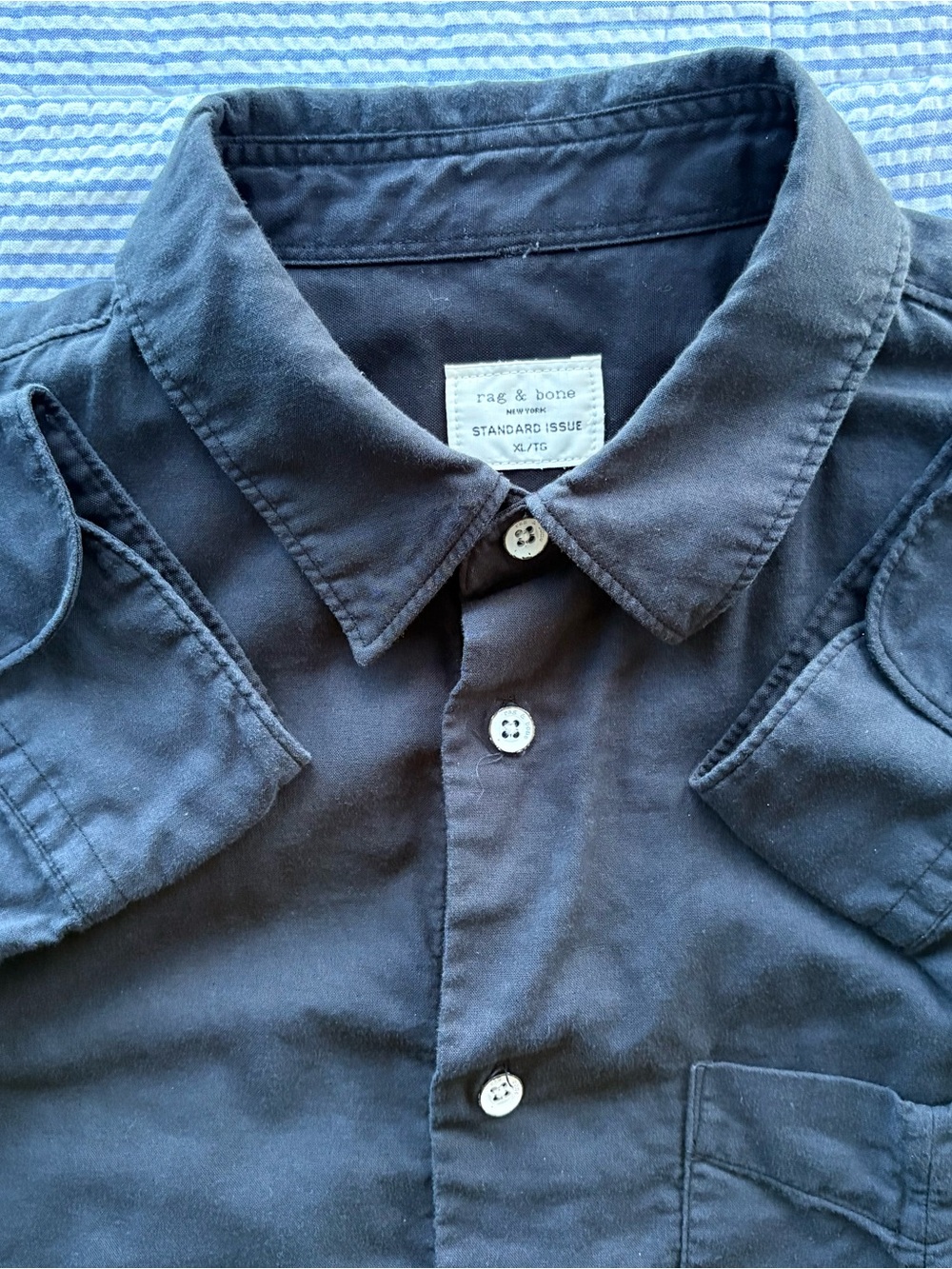 rag & bone Standard Issue Men’s XL Black Faded Cotton Button-Up Shirt